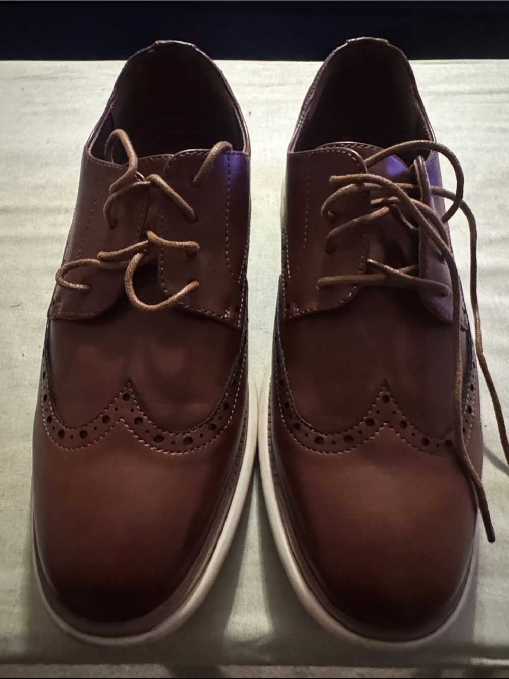 Men's Brown Wingtip Derby Oxfords - Casual Dress Lace-Ups